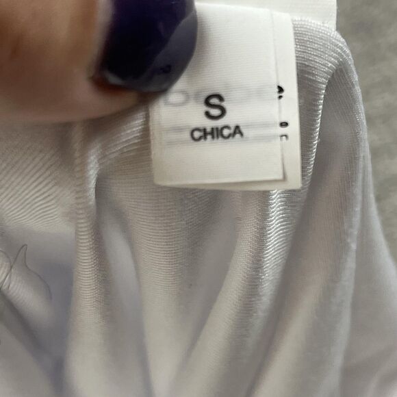 bebe Dress Womens Small Nautical Blue White Striped Mock Neck Bodycon Midi Knit - Picture 7 of 9